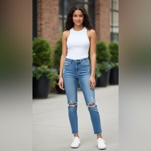 Good American Good Legs Skinny Jeans - Size 00 Distressed High Rise